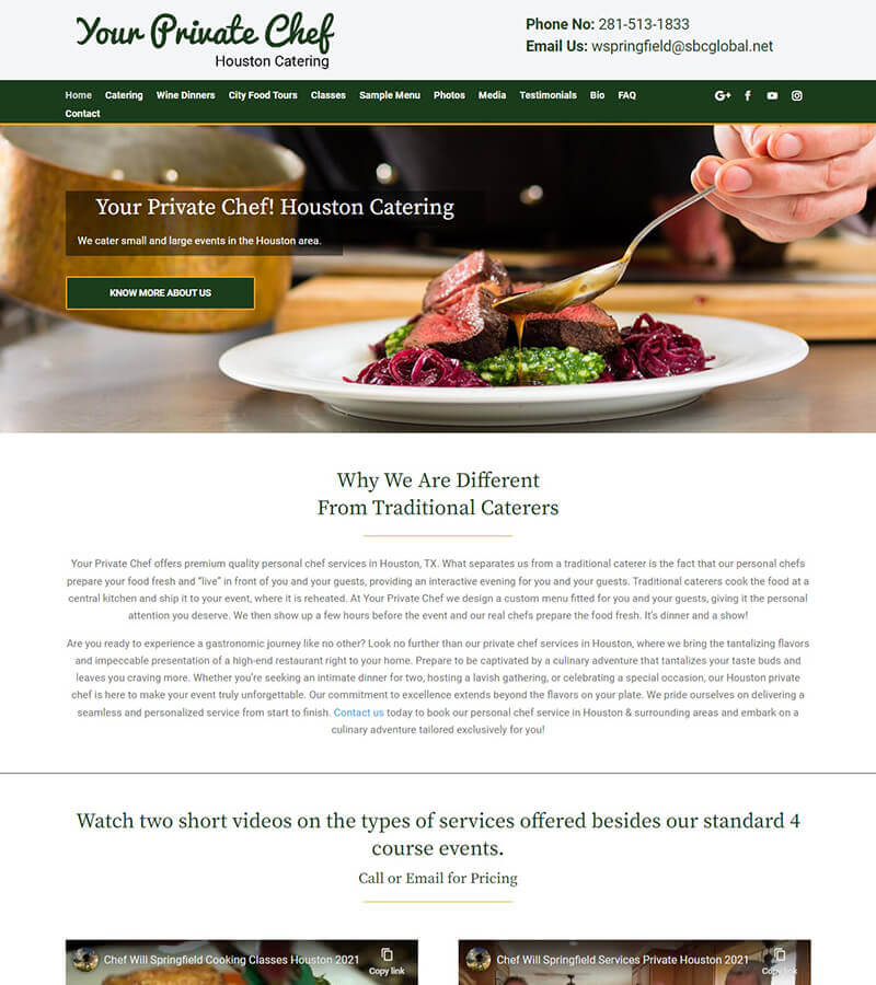 website redesign service for chef